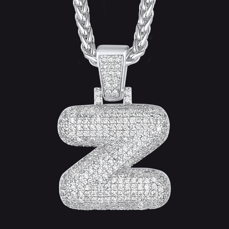 Diamond Bubble Letter Initial Necklace for