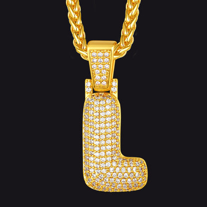 Diamond Bubble Letter Initial Necklace for