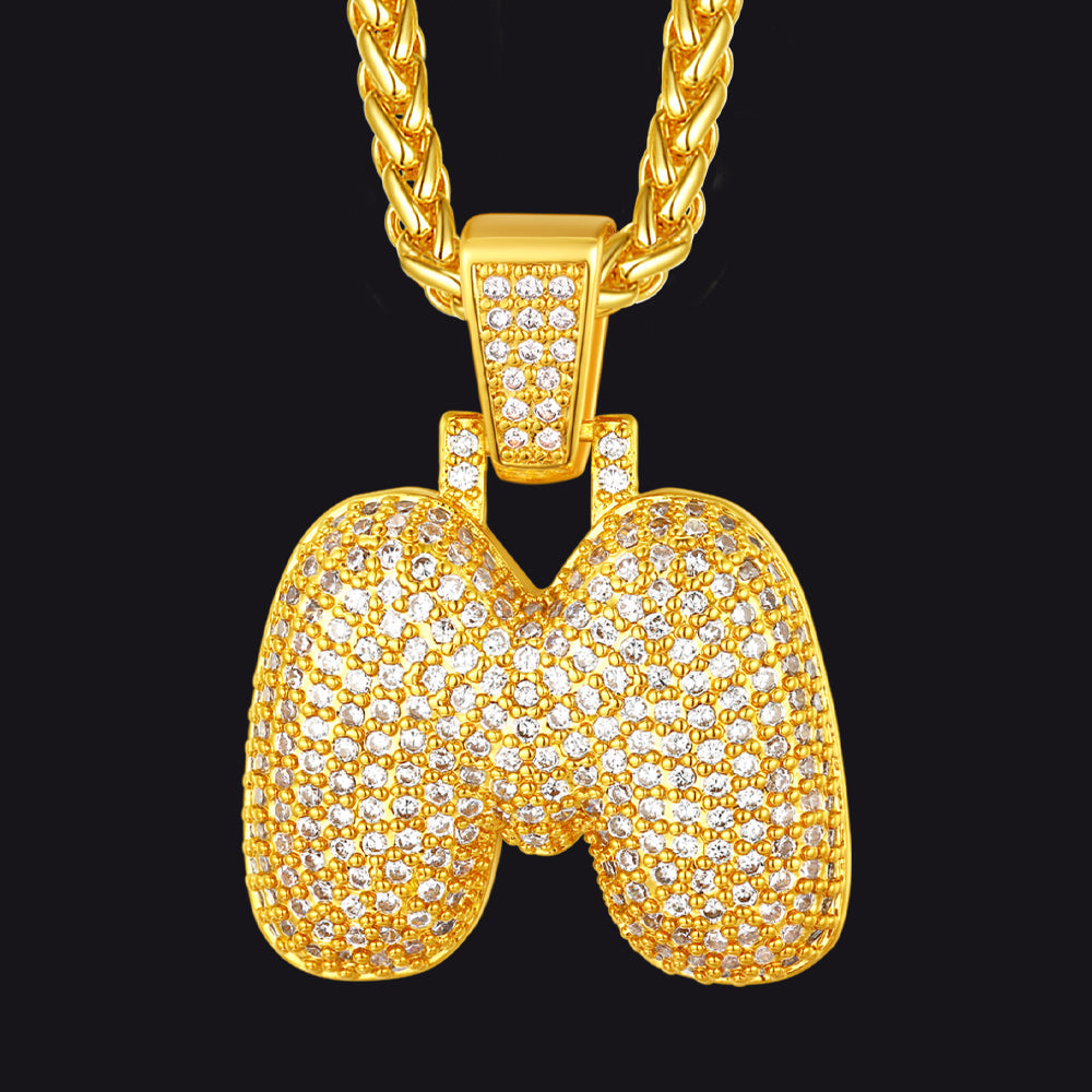 Diamond Bubble Letter Initial Necklace for