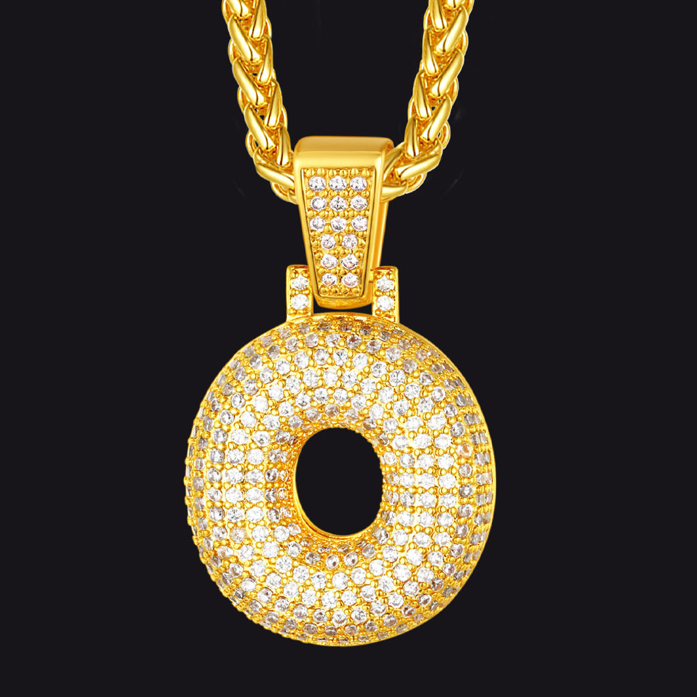 Diamond Bubble Letter Initial Necklace for