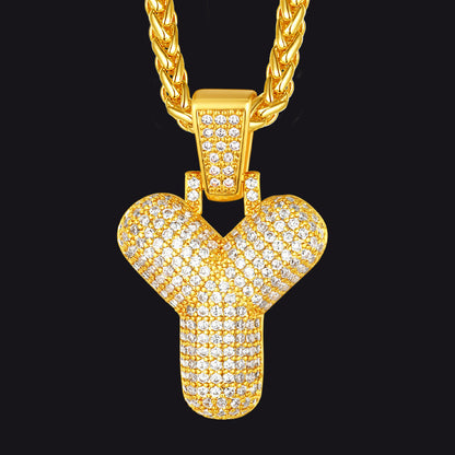 Diamond Bubble Letter Initial Necklace for