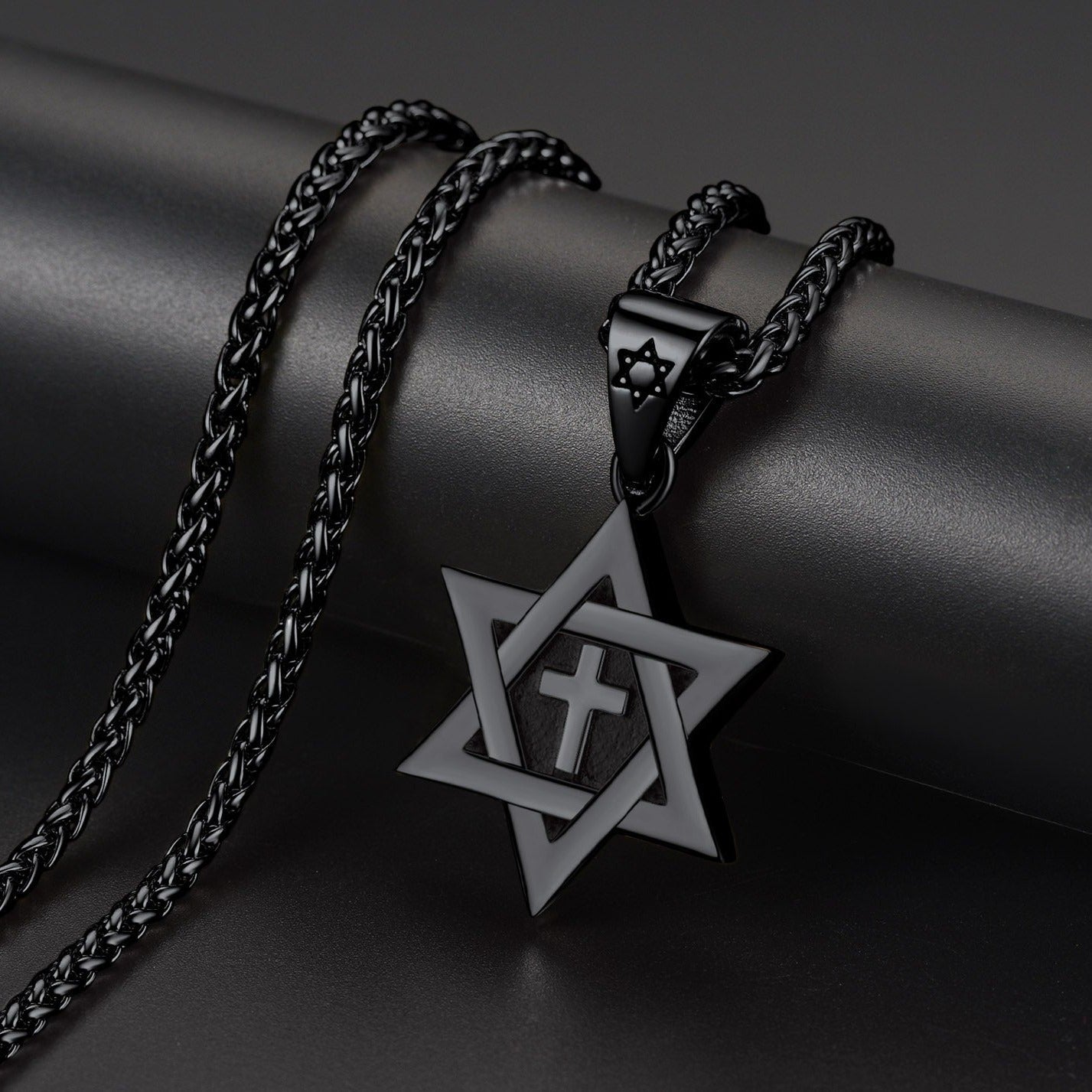 Jewish Star of David With Cross Necklace for