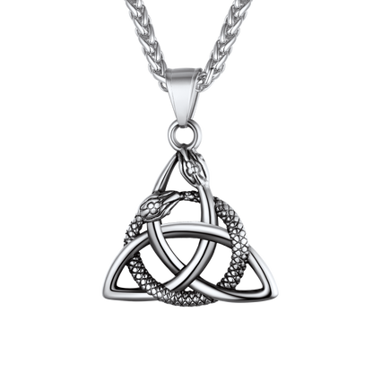 Ouroboros Celtic Knot Snake Pendant Necklace