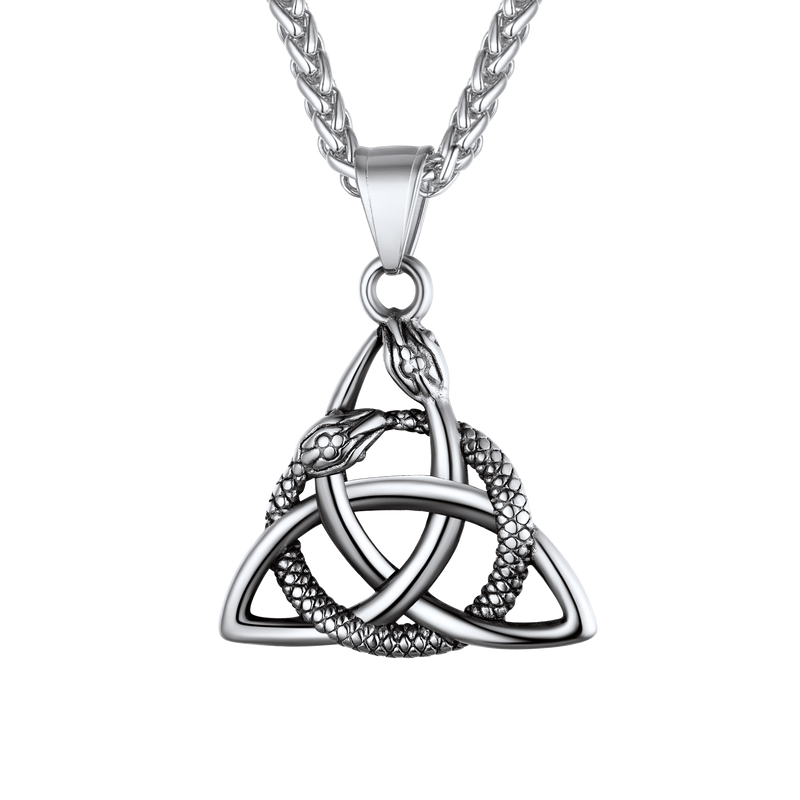 Ouroboros Celtic Knot Snake Pendant Necklace