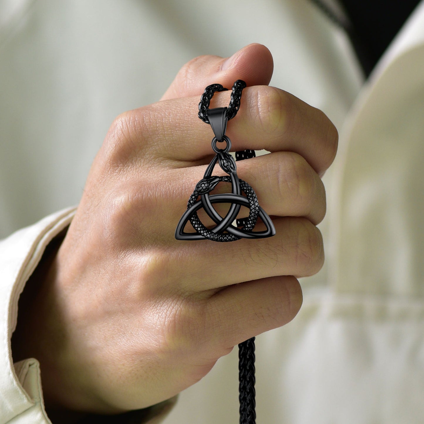Ouroboros Celtic Knot Snake Pendant Necklace