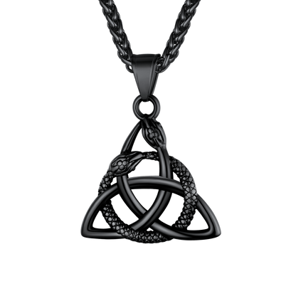 Ouroboros Celtic Knot Snake Pendant Necklace