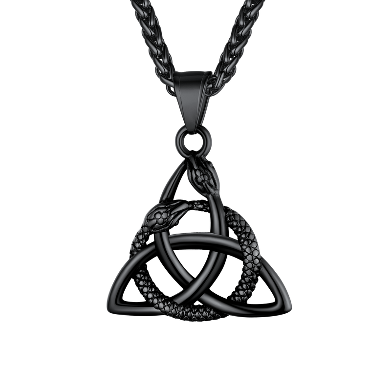 Ouroboros Celtic Knot Snake Pendant Necklace
