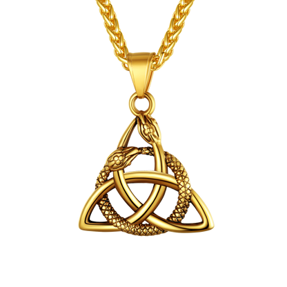 Ouroboros Celtic Knot Snake Pendant Necklace