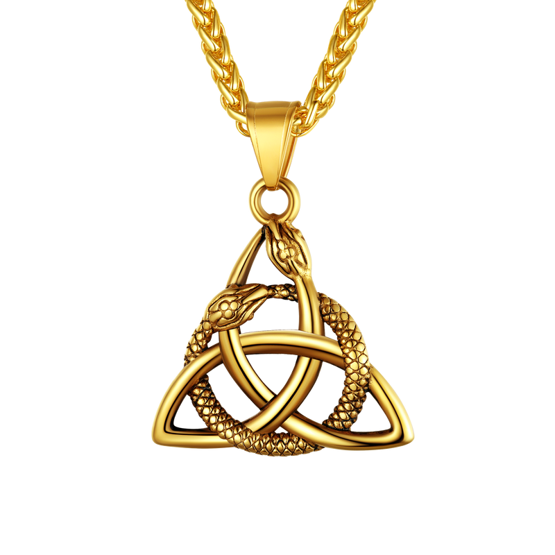 Ouroboros Celtic Knot Snake Pendant Necklace