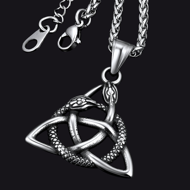Ouroboros Celtic Knot Snake Pendant Necklace