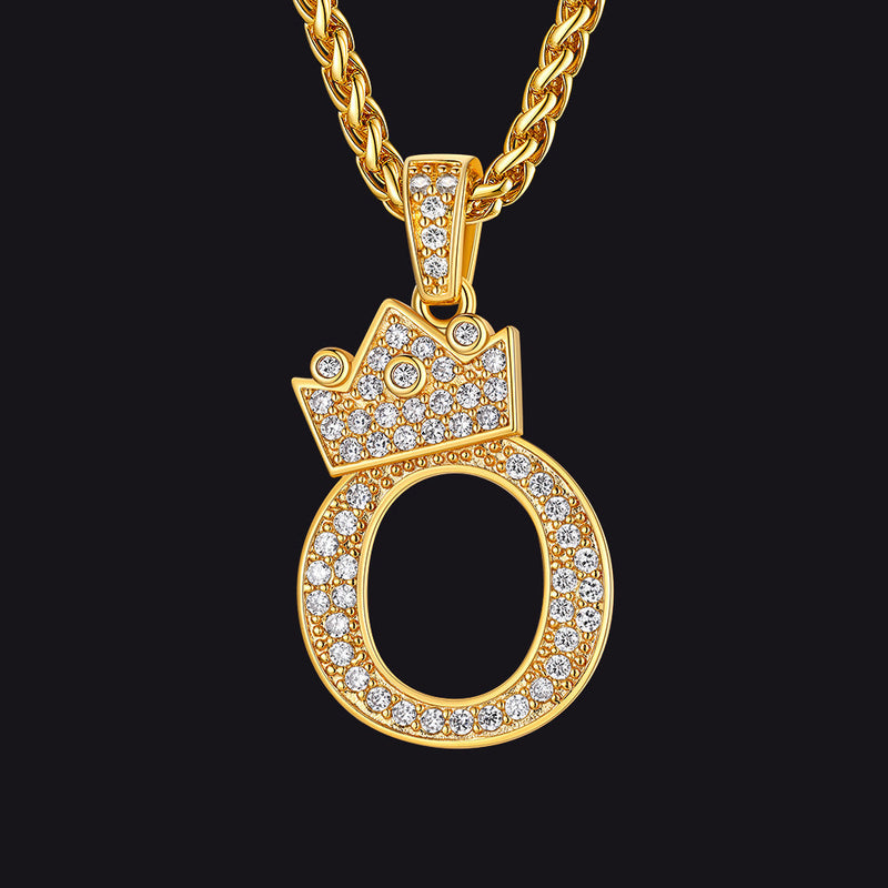 Sparkly Bling Crown Diamond Initial Letther Necklace for