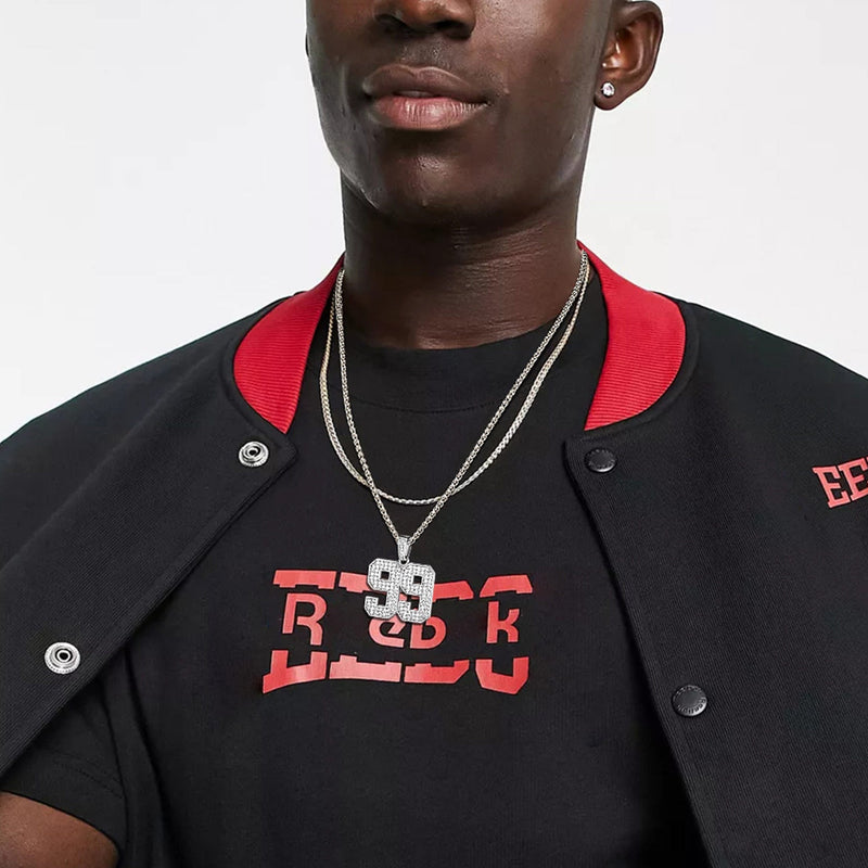 Custom Diamond Baseball Jersey Number Necklace for