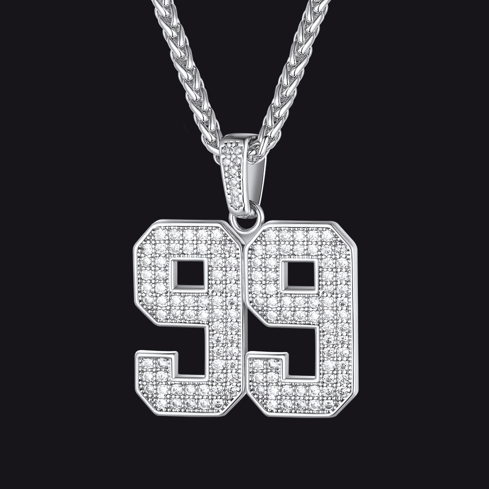 Custom Diamond Baseball Jersey Number Necklace for