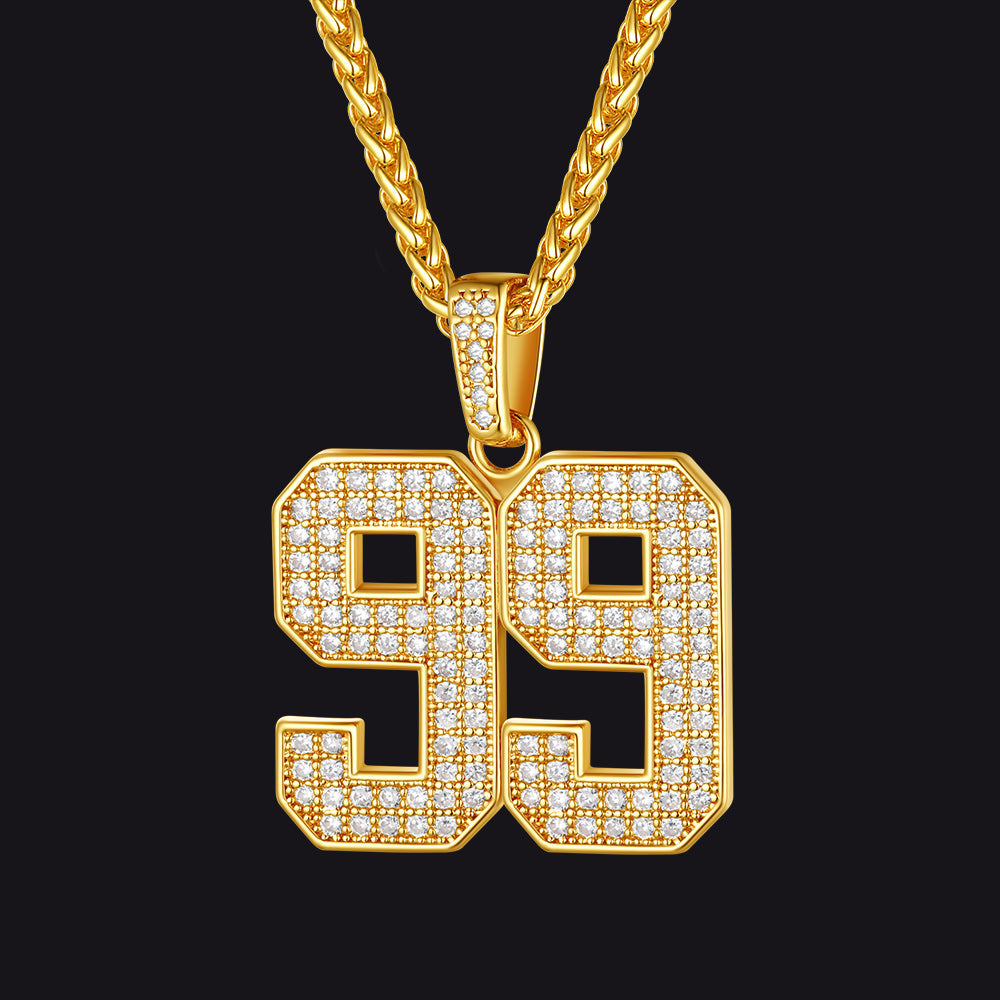 Custom Diamond Baseball Jersey Number Necklace for