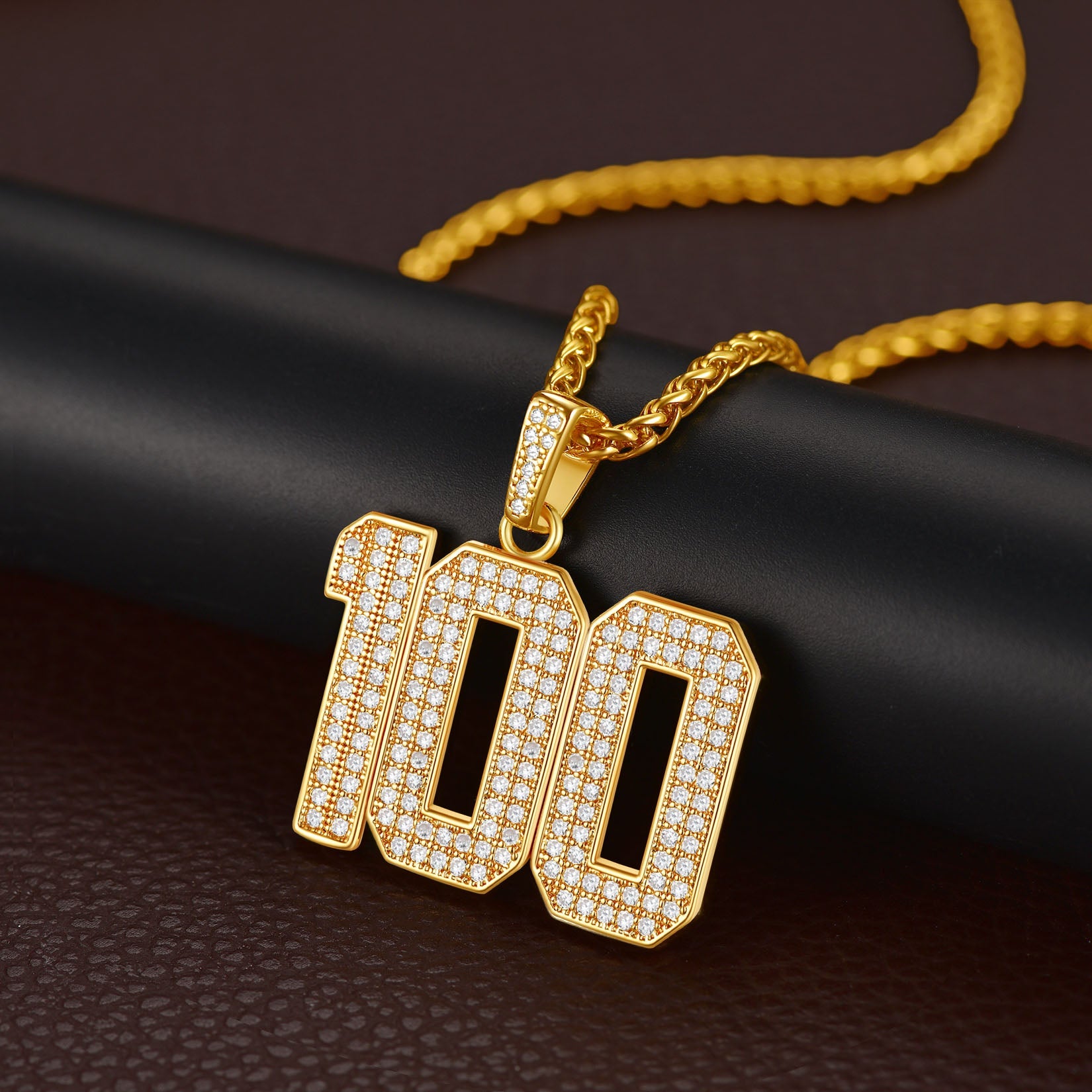 Custom Diamond Baseball Jersey Number Necklace for