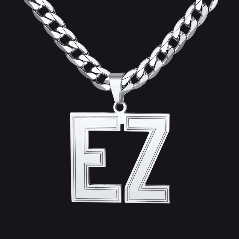 Custom Name Letter Cuban Link Chain Necklace for