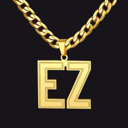 Custom Name Letter Cuban Link Chain Necklace for