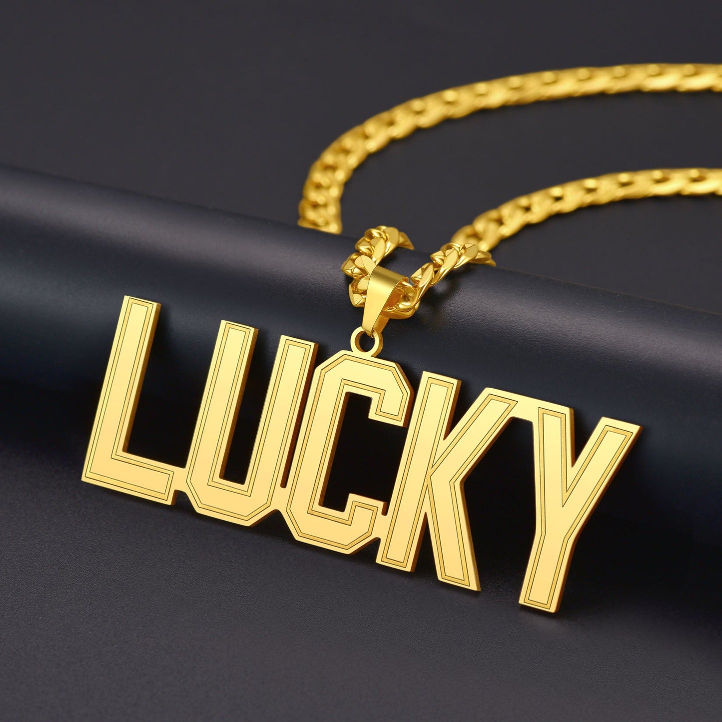 Custom Name Letter Cuban Link Chain Necklace for