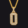 Gold Number Initial Chain Necklace With Cubic Zirconia for