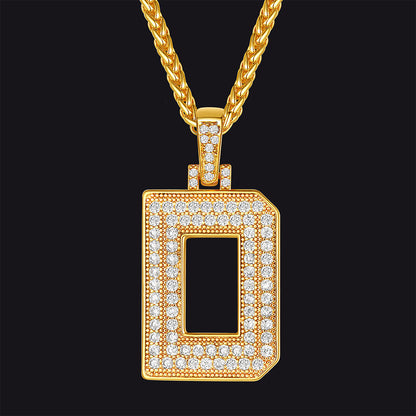 Gold Number Initial Chain Necklace With Cubic Zirconia for