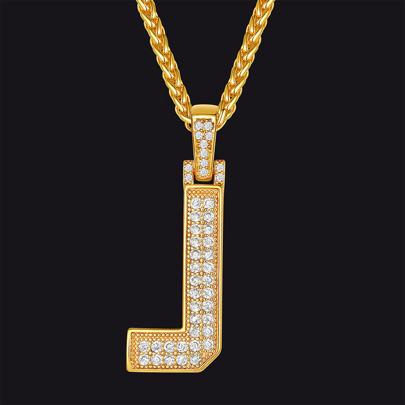 Gold Number Initial Chain Necklace With Cubic Zirconia for