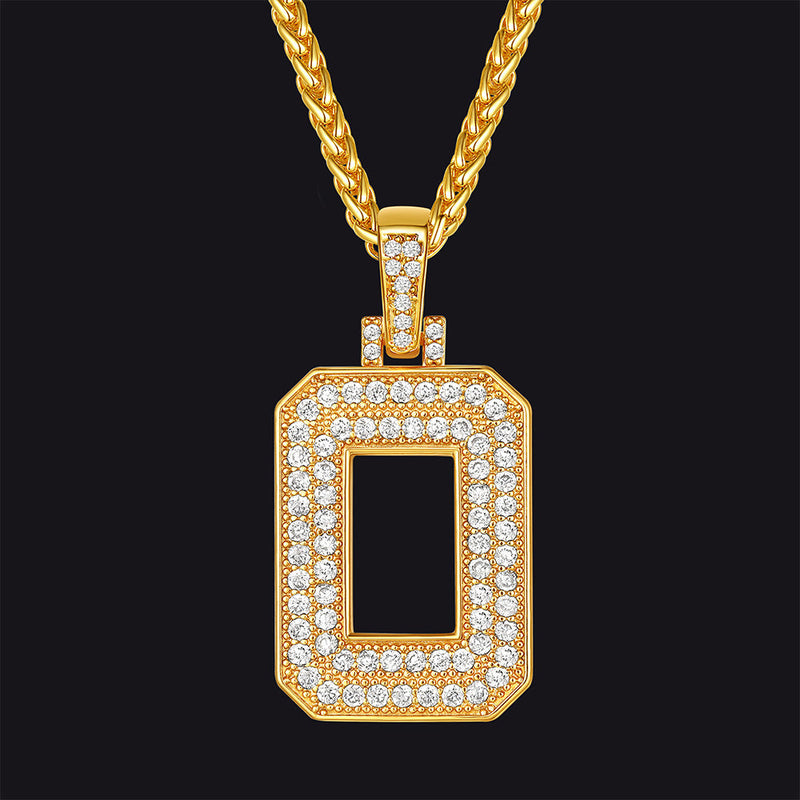 Gold Number Initial Chain Necklace With Cubic Zirconia for
