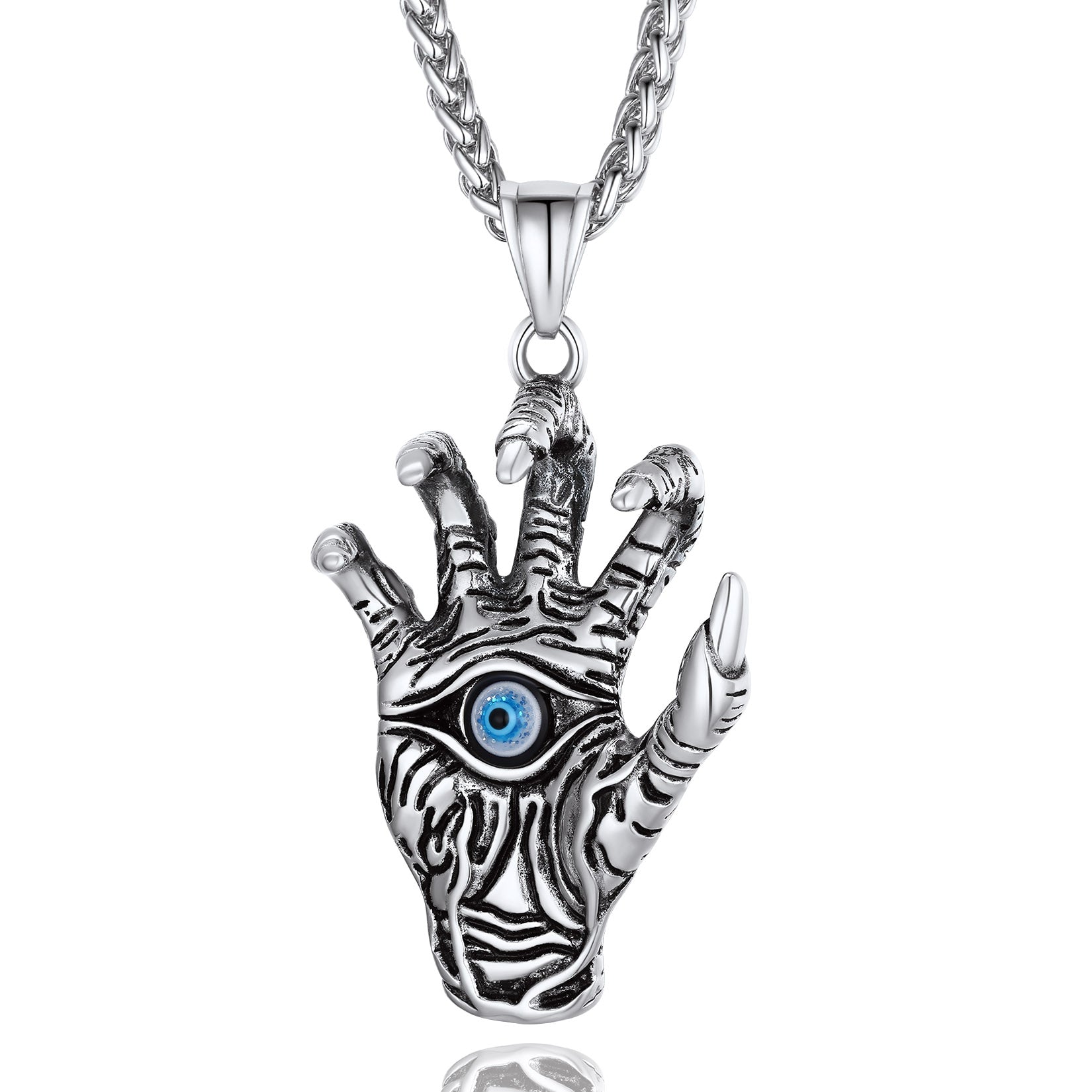 Dragon Claw Blue Evil Eye Pendant Necklace for