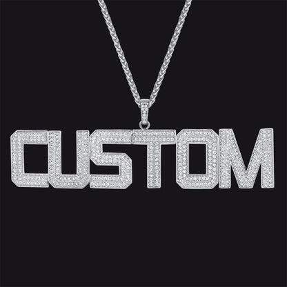 Custom Name Letter Pendant Necklace With Cz Stones for