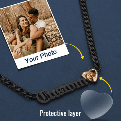 Customized Nameplate Cuban Chain Necklace With Picture Gift for