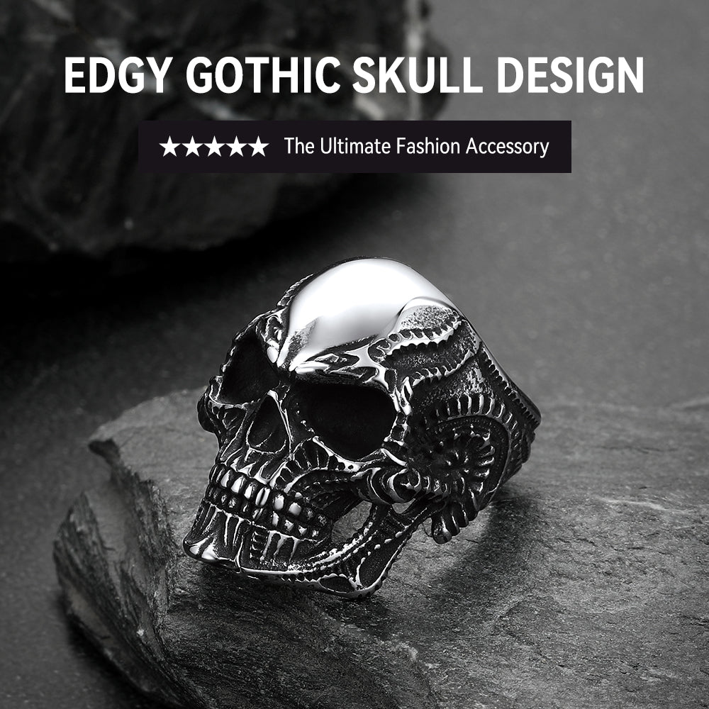 Biker Gothic Skull Ring for in Stainless Steel