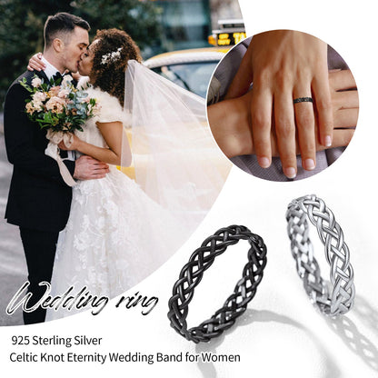 Sterling Silver Celtic Knot Wedding Band Ring for
