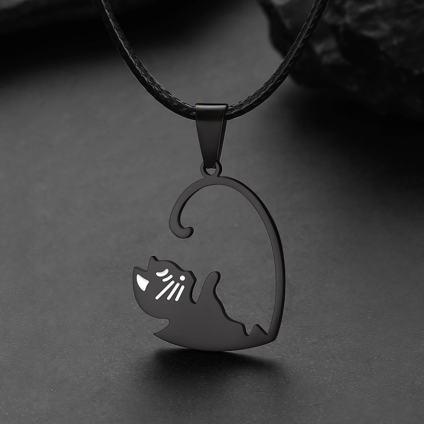 Custom Cat Heart Matching Puzzle Necklaces for Couples Bff