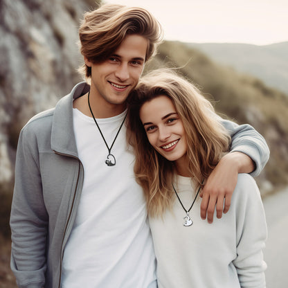Custom Cat Heart Matching Puzzle Necklaces for Couples Bff