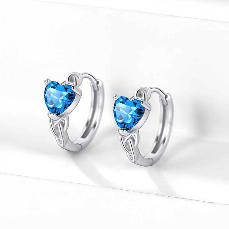 Sterling Silver Celtic Hoop Earrings With Birthstone for