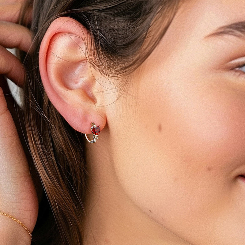 Sterling Silver Celtic Hoop Earrings With Birthstone for