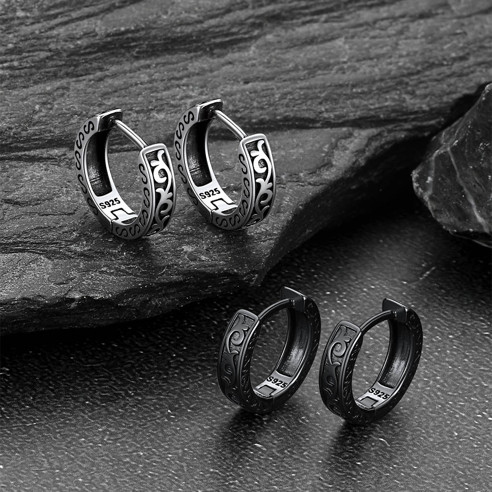 Sterling Silver Vine Celtic Huggie Hoop Earrings for