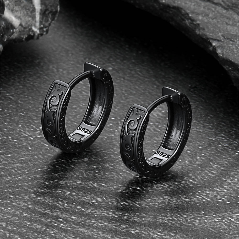 Sterling Silver Vine Celtic Huggie Hoop Earrings for