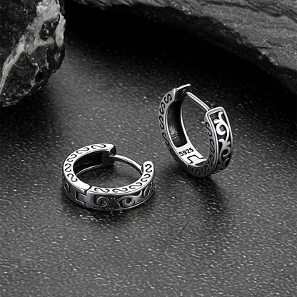 Sterling Silver Vine Celtic Huggie Hoop Earrings for