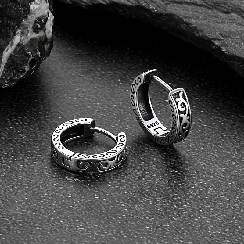 Sterling Silver Vine Celtic Huggie Hoop Earrings for