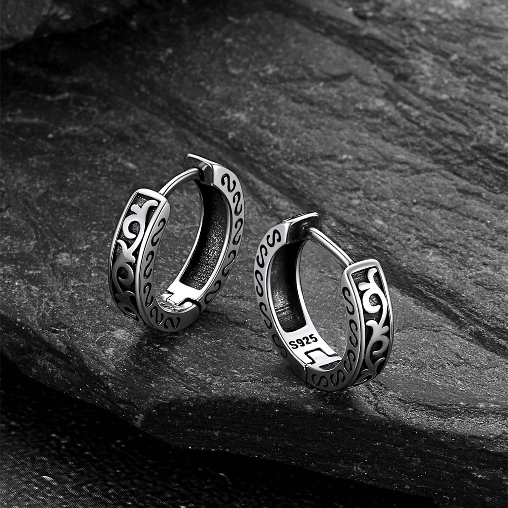 Sterling Silver Vine Celtic Huggie Hoop Earrings for