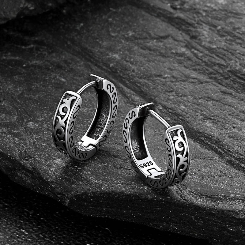 Sterling Silver Vine Celtic Huggie Hoop Earrings for