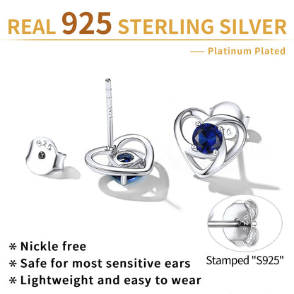 Sterling Silver Celtic Knot Birthstone Stud Earrings Birthday Gifts for