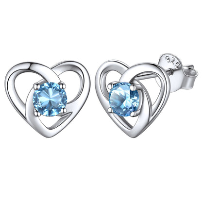 Sterling Silver Celtic Knot Birthstone Stud Earrings Birthday Gifts for