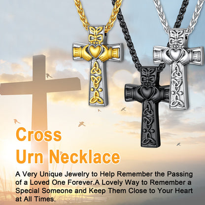 Custom Celtic Cross Urn Cremation Pendant Necklace for Ashes