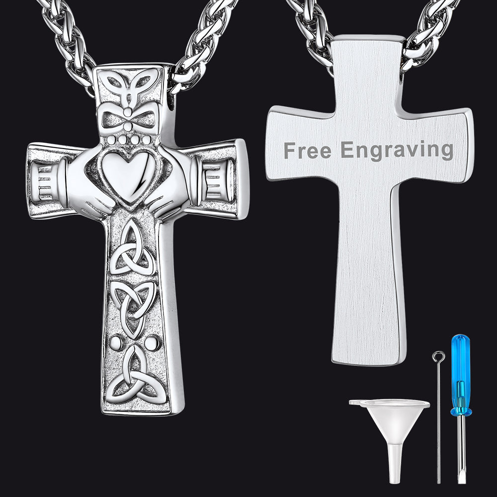 Custom Celtic Cross Urn Cremation Pendant Necklace for Ashes