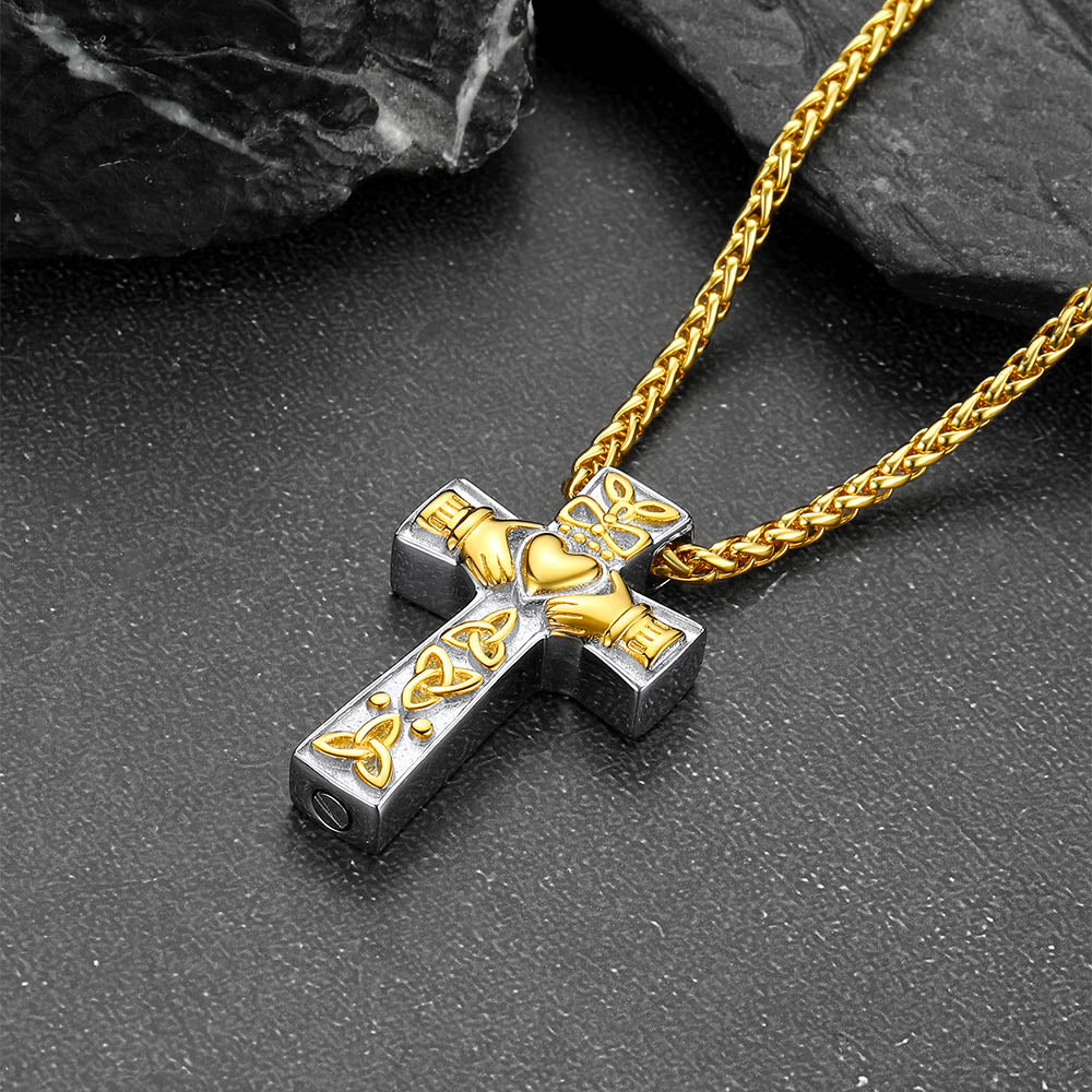 Custom Celtic Cross Urn Cremation Pendant Necklace for Ashes