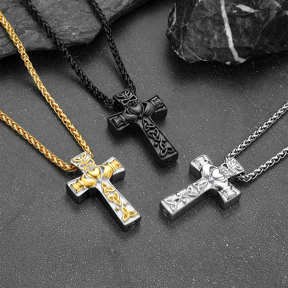 Custom Celtic Cross Urn Cremation Pendant Necklace for Ashes