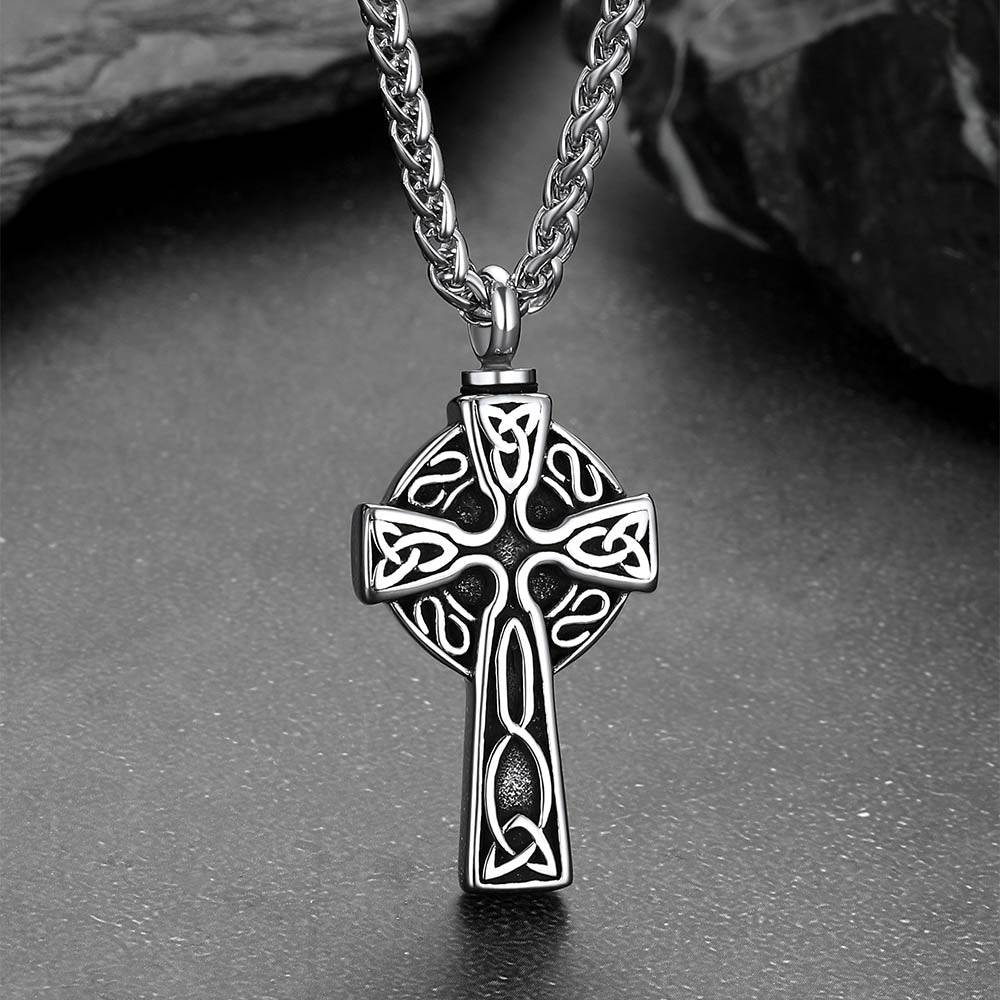 Custom Celtic Cross Urn Necklace for Ashes Cremation Jewelry