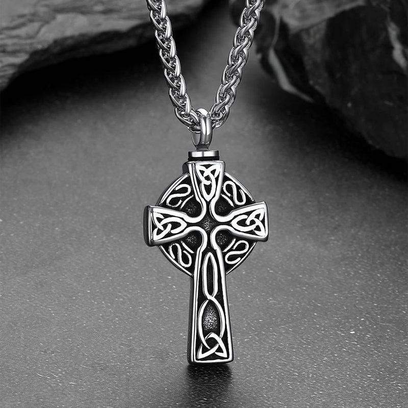 Custom Celtic Cross Urn Necklace for Ashes Cremation Jewelry