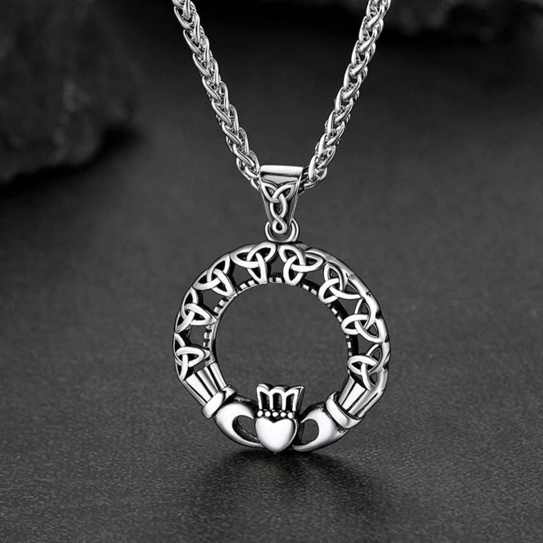 Claddage Circle Celtic Knot Pendant Necklace for /